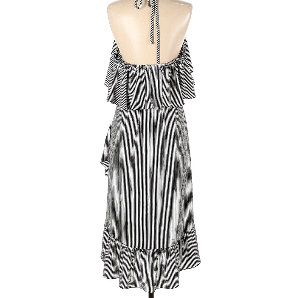 Striped Halter Neck Ruffle Dress - Picture 2 of 3